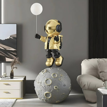 Large Celestial Gold Astronaut Balloon Moonwalk Sculpture - 140cm