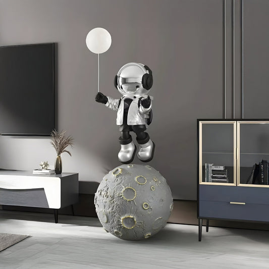 Large Lunar Silver Astronaut Glow Balloon Moonwalk Sculpture - 140cm