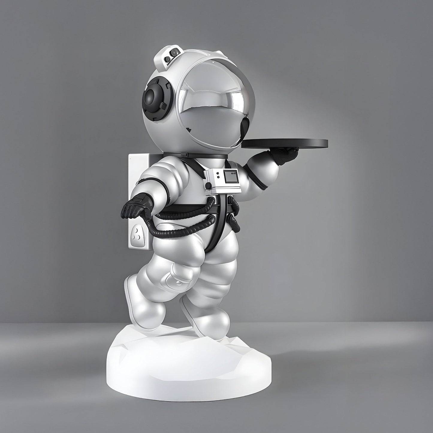 Medium Astral Silver Astronaut Bear Butler Sculpture - 90cm