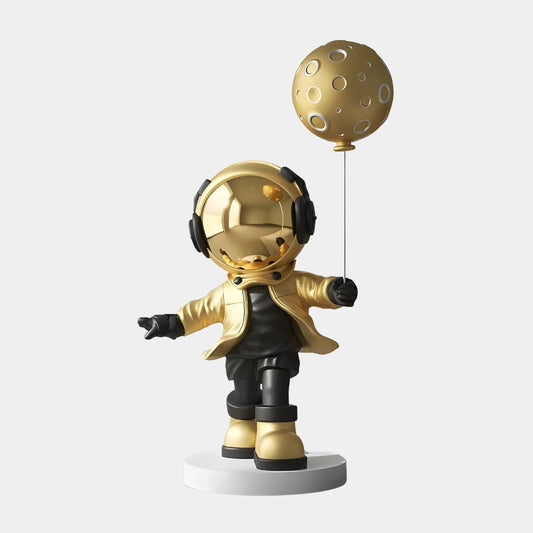 Medium Celestial Gold Astronaut Moon Balloon Sculpture - 96cm