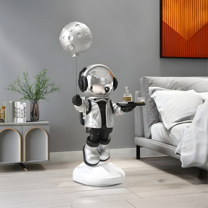 Medium Lunar Silver Astronaut Butler Balloon Sculpture - 80cm