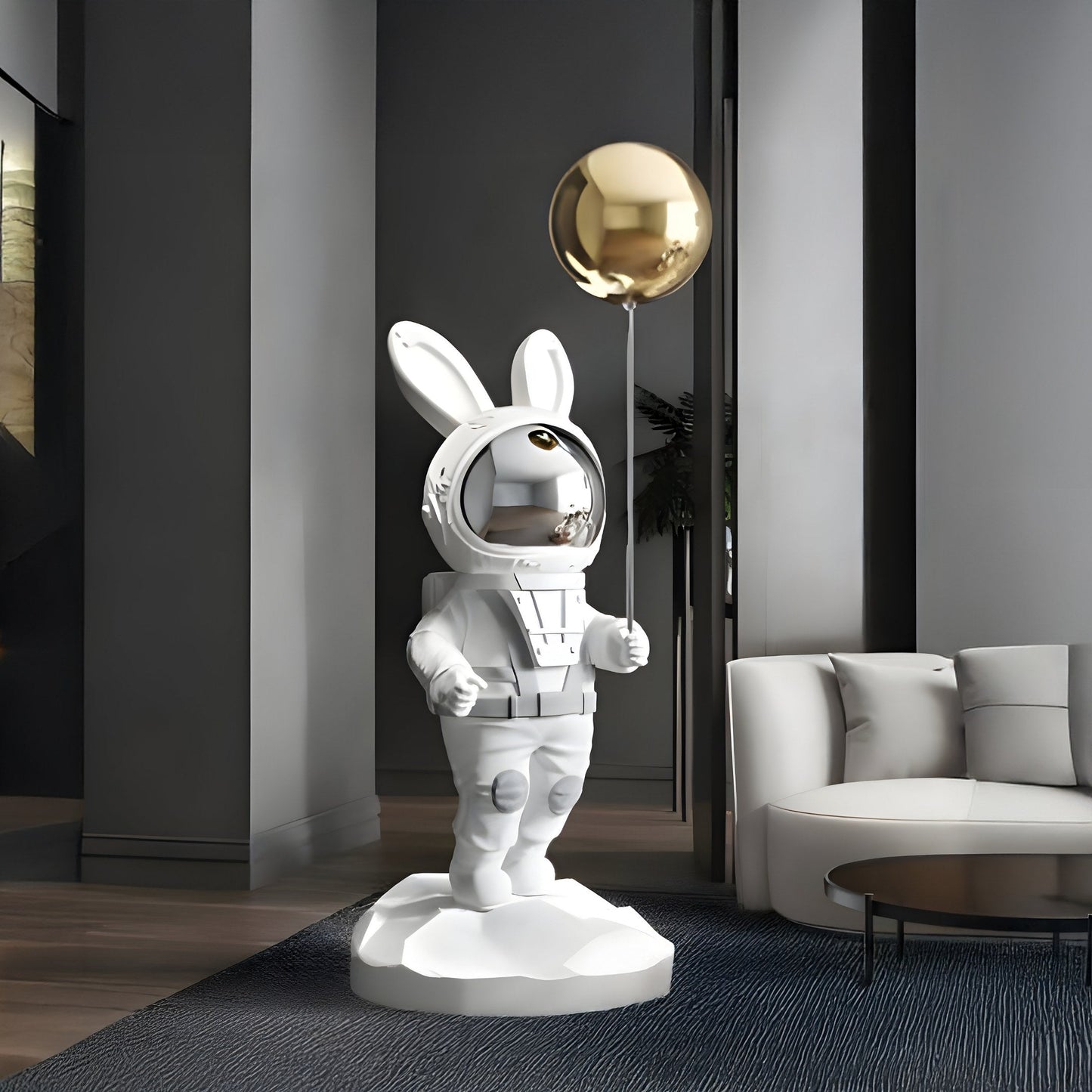 Medium White Astronaut Floppy Bunny Balloon Sculpture - 106cm