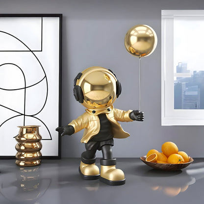 Small Celestial Gold Astronaut Balloon Standing Figure - 48cm