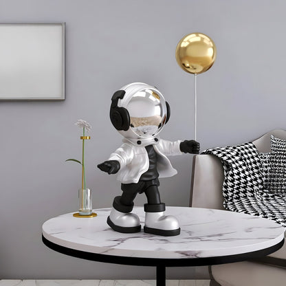 Small Lunar Silver Astronaut Balloon Standing Figure - 48cm