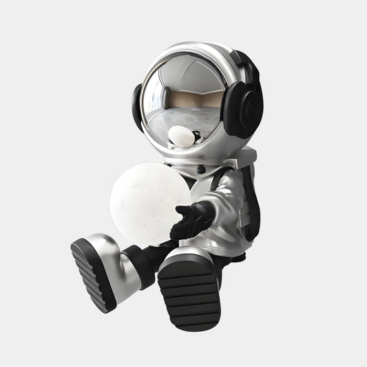 Small Lunar Silver Astronaut Glow Seated II Sculpture - 53cm
