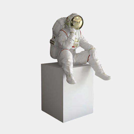 Small Nova White Astronaut Thinker Sculpture - 65cm